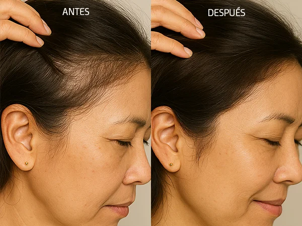 antes-depues efecto shampoo anticaída nuggela sule